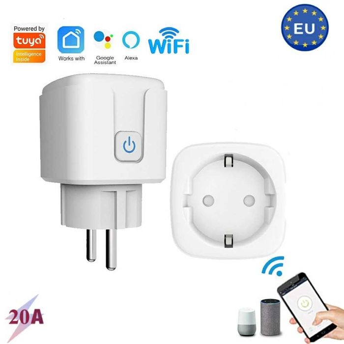 Priza smart inteligenta wifi cu contor monitorizare consum tuya 20A