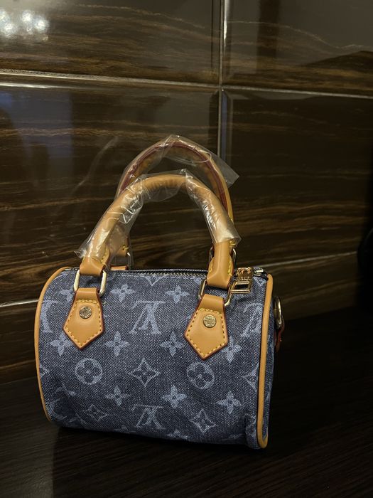 Geantă LV mini albastră cu imprimeu monogram