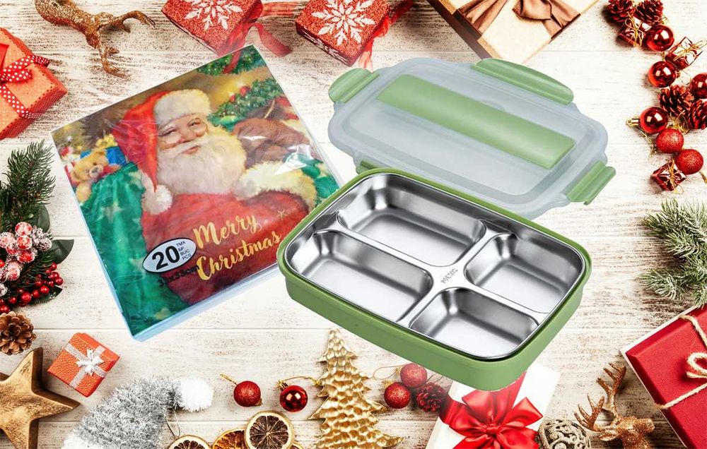 Кутия за храна с 4 отделения + Готварска книга - КОЛЕДНА ПРОМОЦИЯ