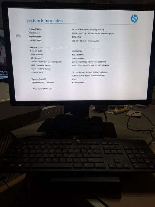 Мини PC-HP EliteDesk 805 G6,AMD Ryzen 5 Pro 4650GE 3.3 GHz,16 GB-DDR4