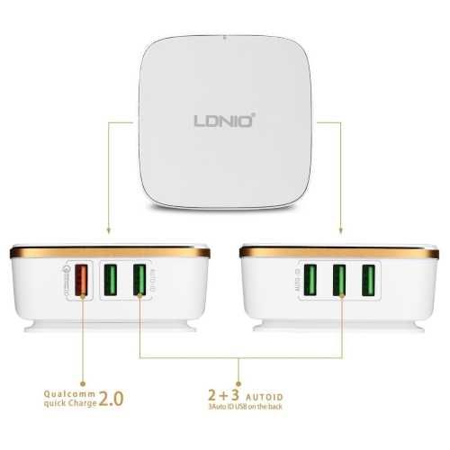 Зарядно 220V / 7A 6 USB порта за телефон и таблет LDNIO A6704 SS000144