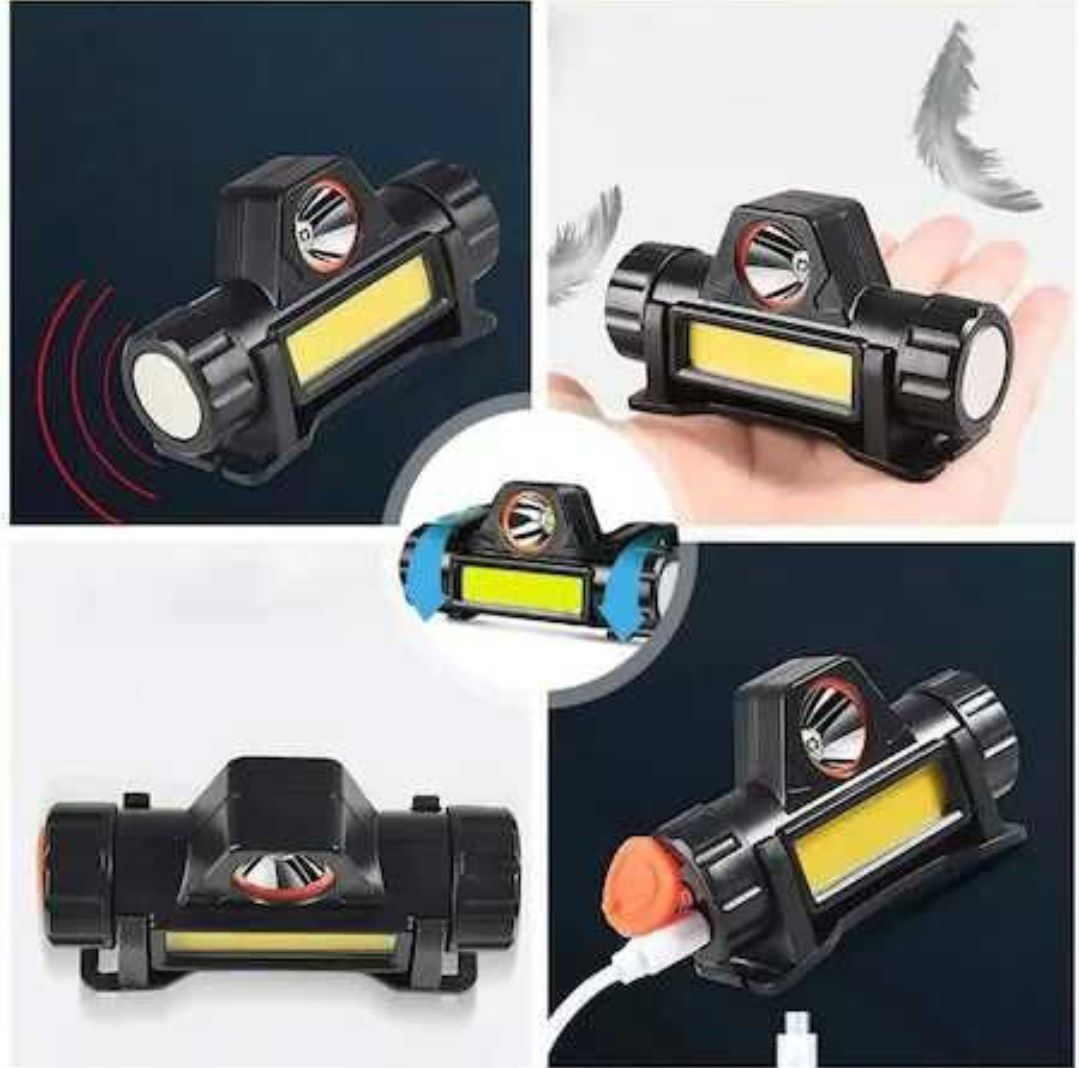 Lanterna Frontala LED 3W Cob + 1W Lanterna Frontala Acumulator 3W + 1W