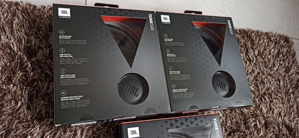Căști JBL Tune 500, Cu fir, On-ear, Microfon, Negru