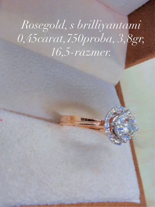 Rosegold s brilliantami 0,44carat, 3,8gr,750proba,16,5-razmer