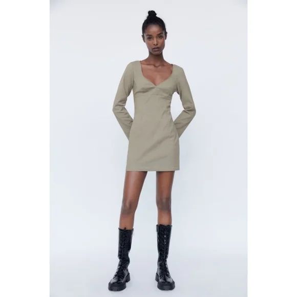 Къса рокля ZARA в кремяв цвят