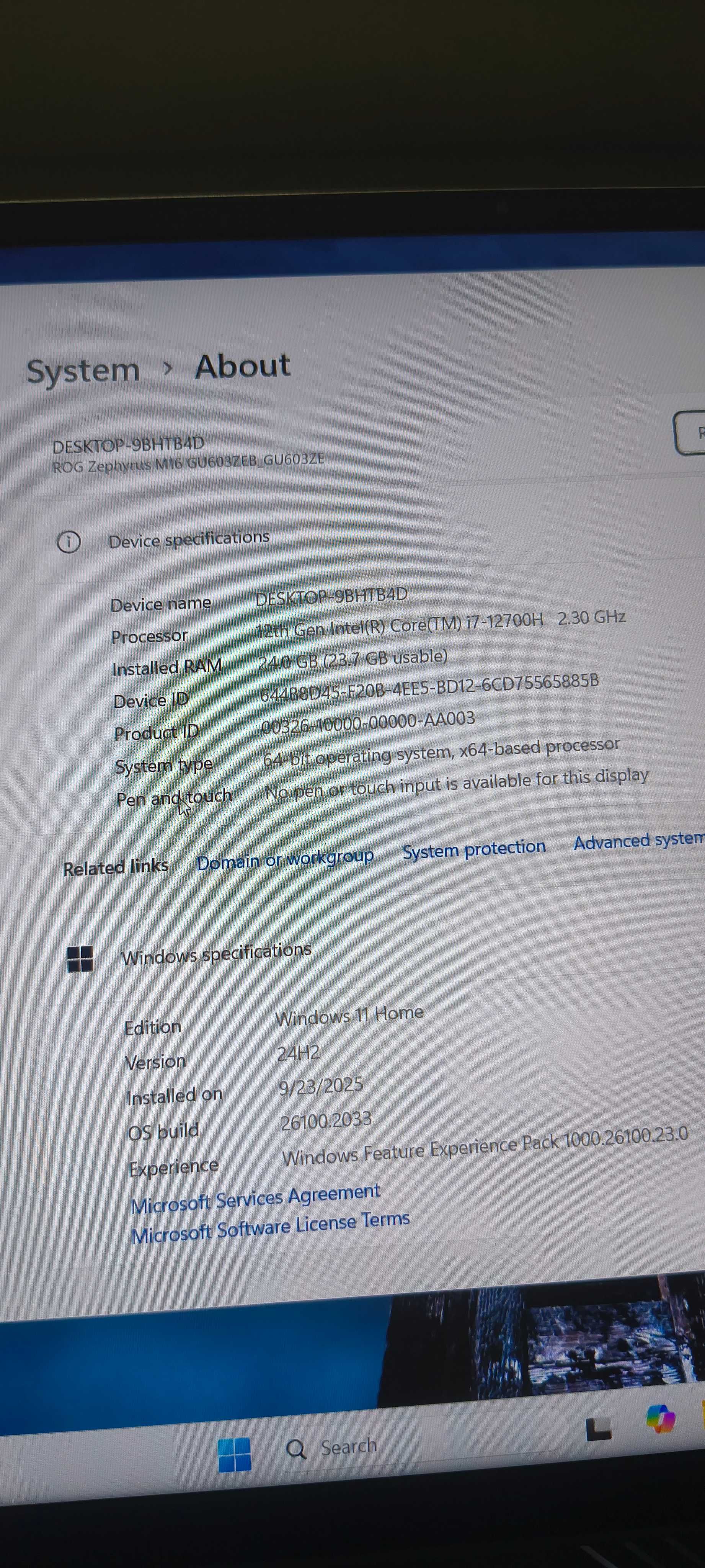 ASUS ROG Zephyrus M16 GU603ZE  i7-12700H, RAM 24GB, 1TB / RTX 3050 Ti