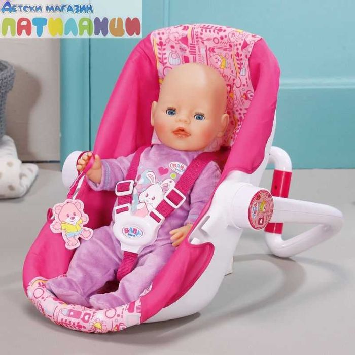 Комплект Baby Born – Столче за хранене + Преносимо столче + кукла