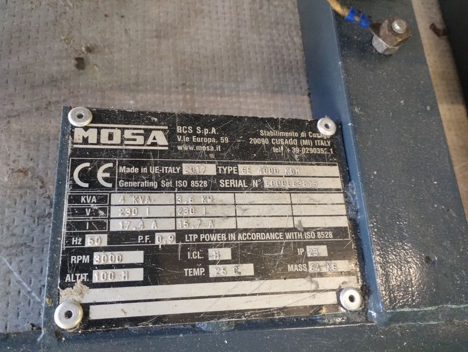 Generator Mosa 3,6kw Kohler