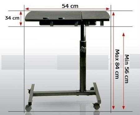 Masa de laptop cu roti reglabila pe inaltime.