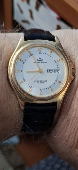 ANKER ceas de mînă bărbătesc cu baterie și curea din piele naturală.