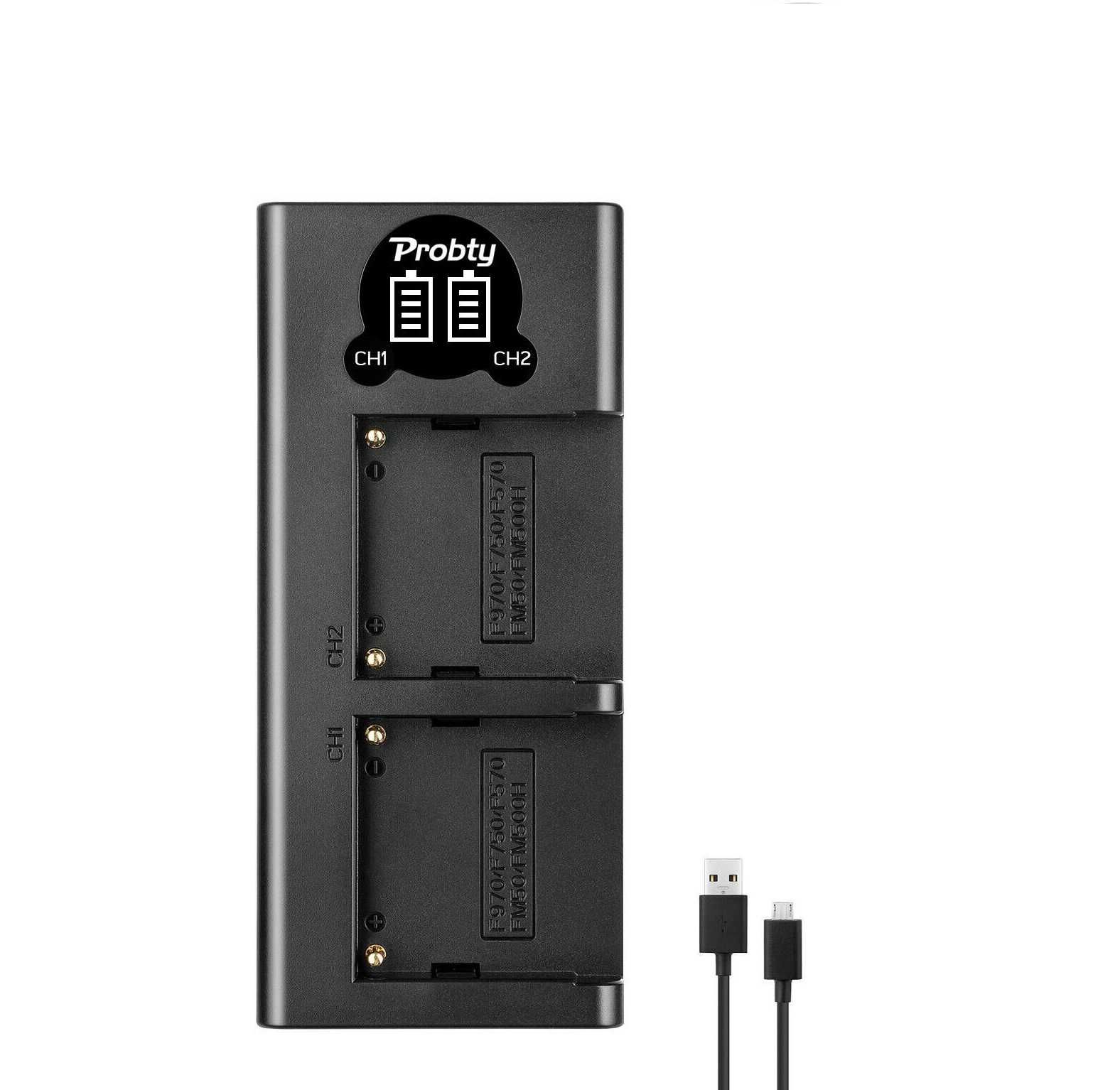 Двойно зарядно за батерии NP-F550 F770 F970 NP-FM50 BC-VM10 за Sony