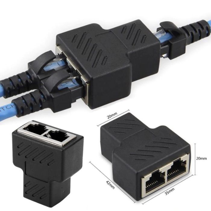 Женски RJ45 удължител, разклонител (сплитер) за LAN кабел