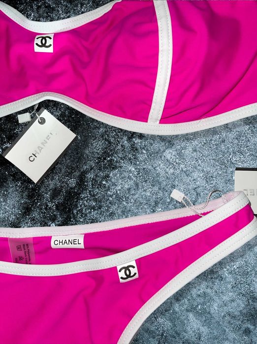 SALE цикламен бански розов топ бикини горница долница комплект chanel