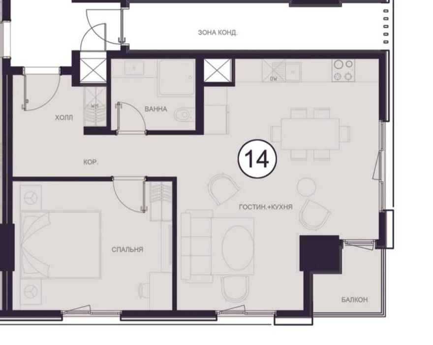 2 комнатная 57м2 с балконом, ЖК Modera Towers, прекрасный вид