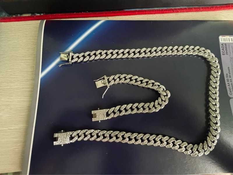 Cuban link chain and bracelet