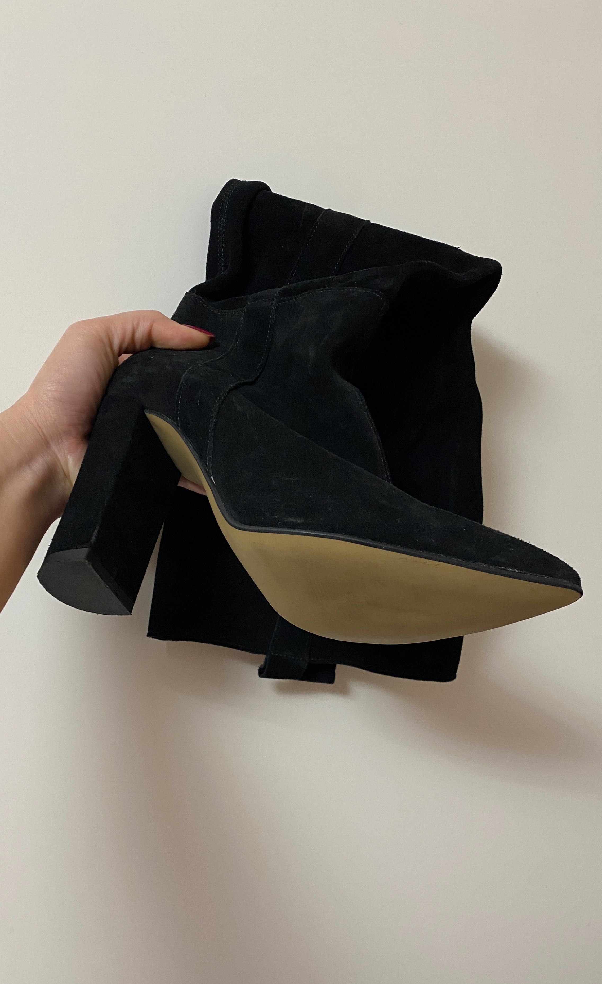 Cizme cu toc până la genunchi stil FEN*I - PIELE ÎNTOARSĂ
