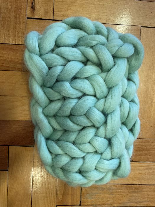 Шапка и шал от мериносова вълна, цвят МЕНТА