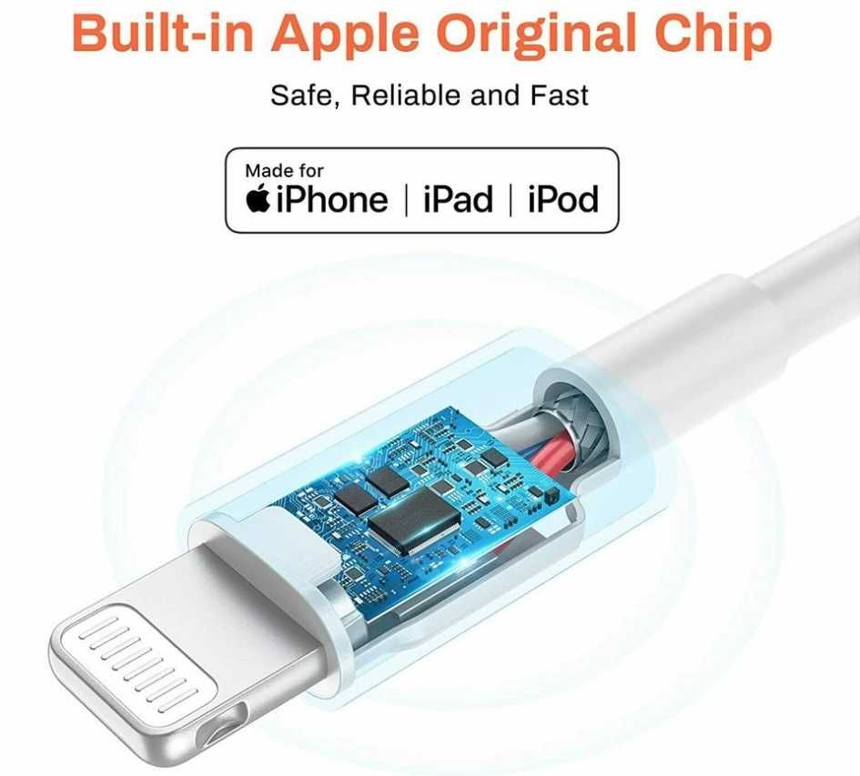 USB кабел за iPhone 6, 6S, 7, 8, 8 Plus, 11, 11 Pro, и др.