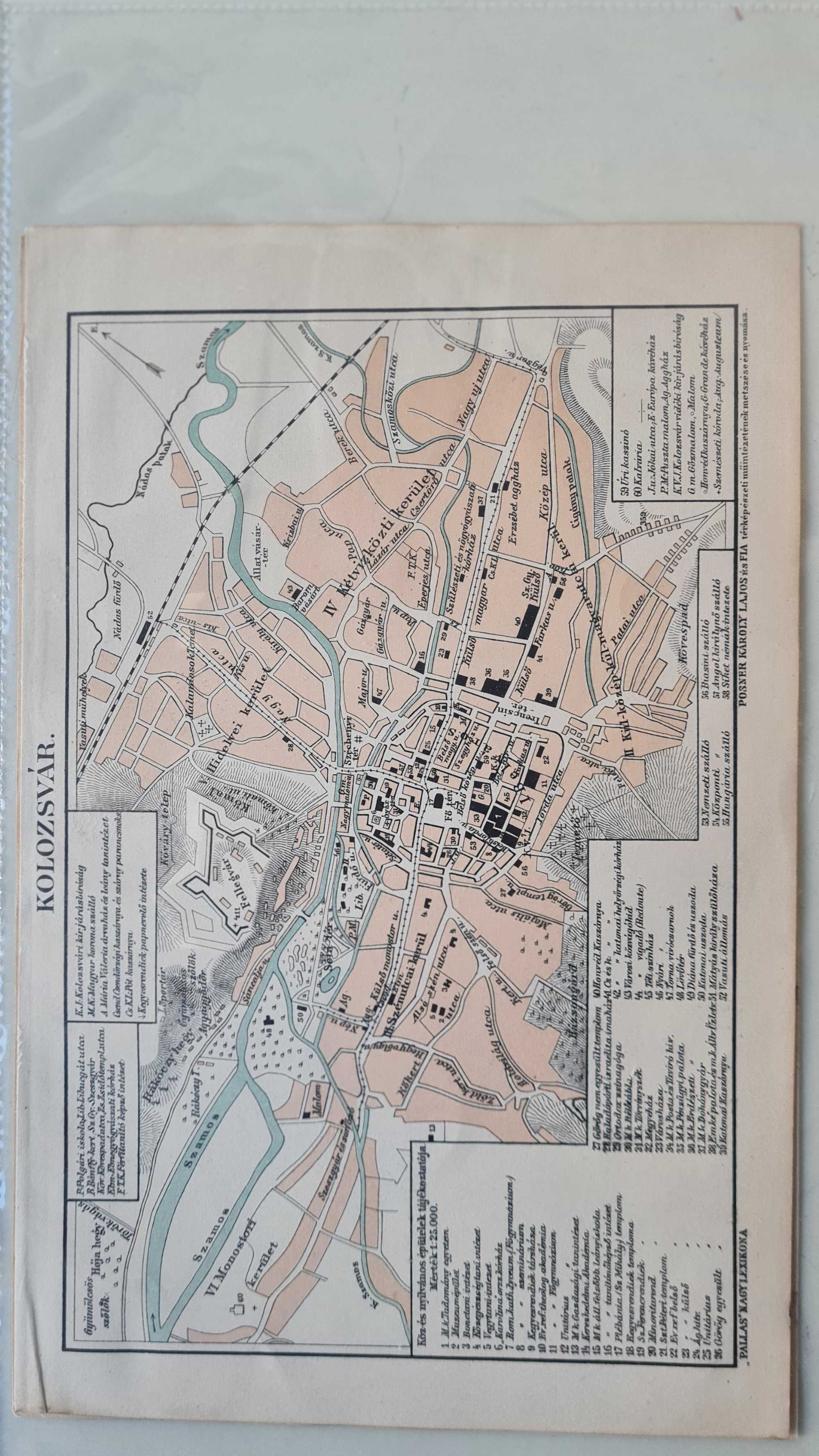 Harta Cluj 1893 Palas Nagy Lexikona Jozsef Bokor