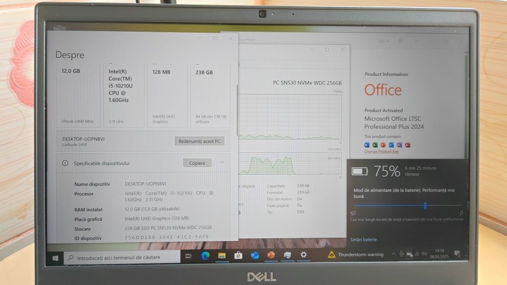 Laptop Dell Latitude 3410_i5 gen 10_12GB DDR4_SSD 256GB_5 ore Bateria
