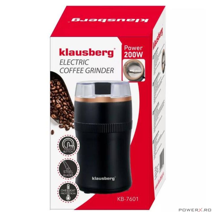 Rasnita electrica pentru cafea, 200W, neagra, Klausberg