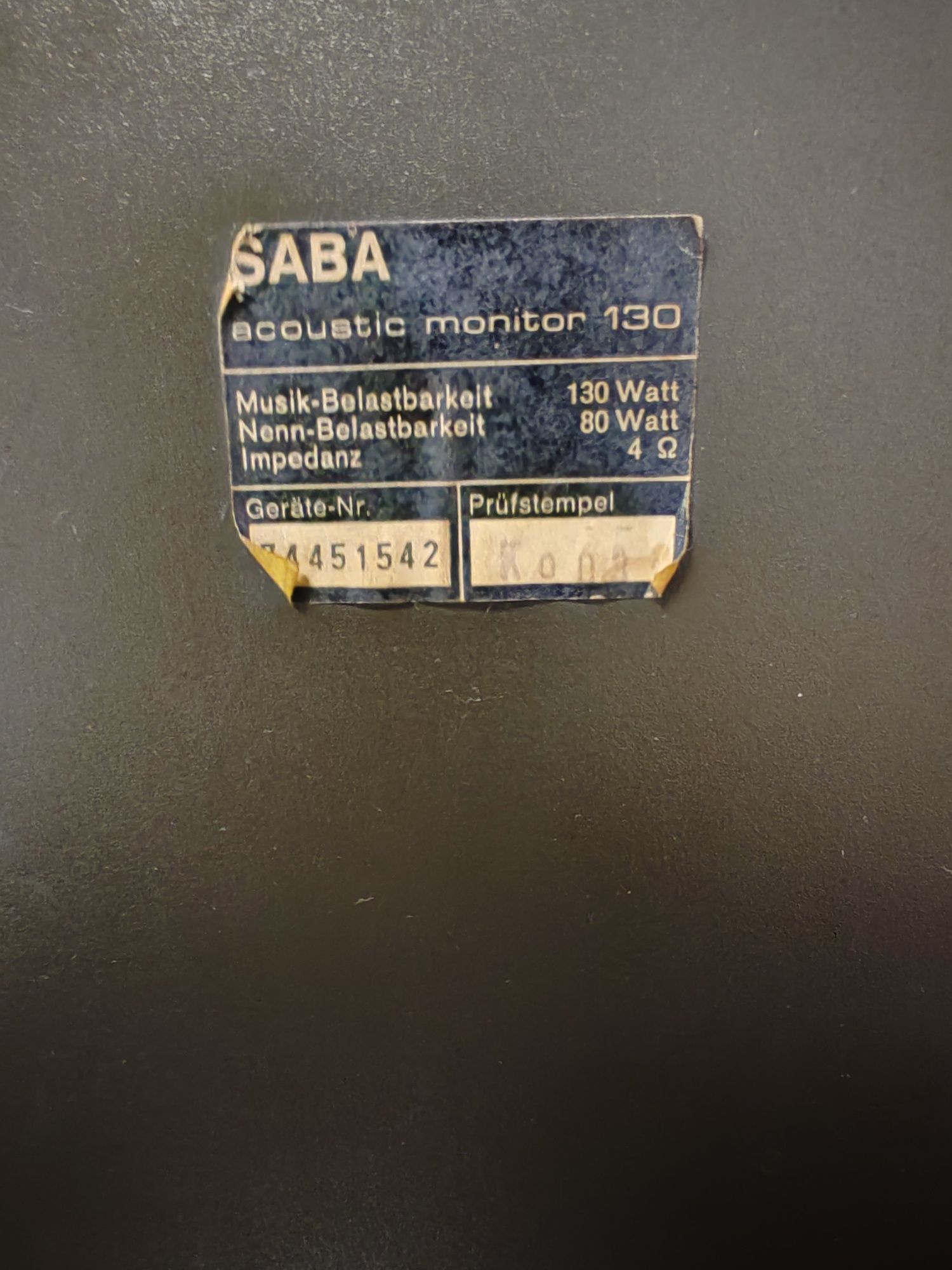 Boxe SABA acustic monitor 130, Germania