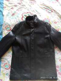 Кожаная зимняя мужская куртка 56 размер