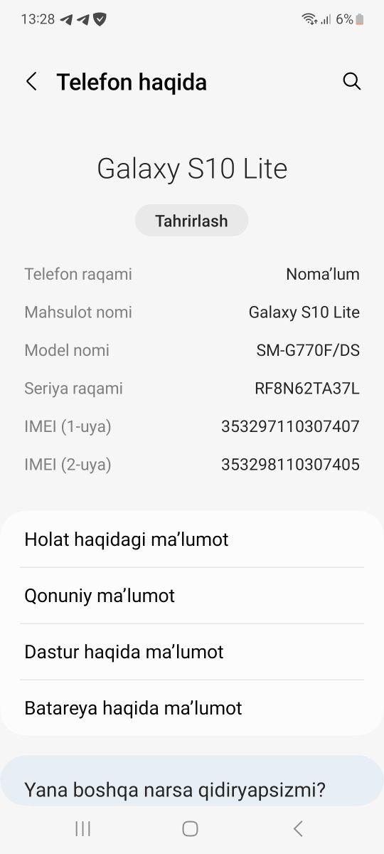 Samsung galaxy s 10 lite