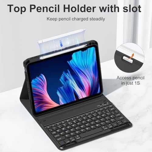 Нов калъф Bluetooth кейс за iPad Air 11” клавиатура Черен 100ч батерия