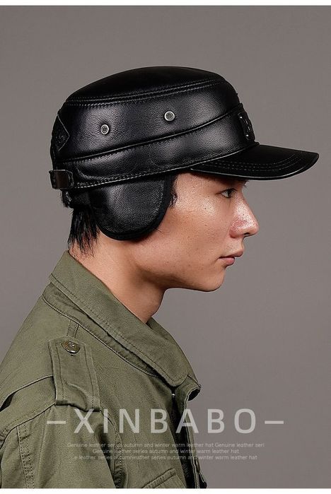 Мужская кепка шапка из натуральной кожи мужской табий кожа хакийкий ко