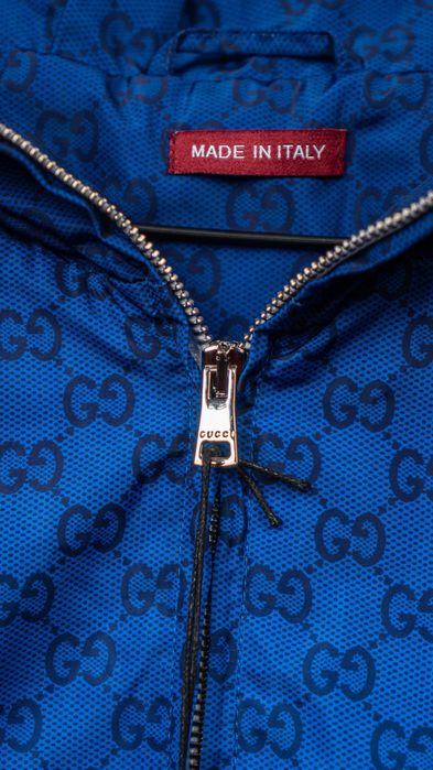 Яке Gucci Printed Technical Poplin Zip Jacket – Gradient Blue