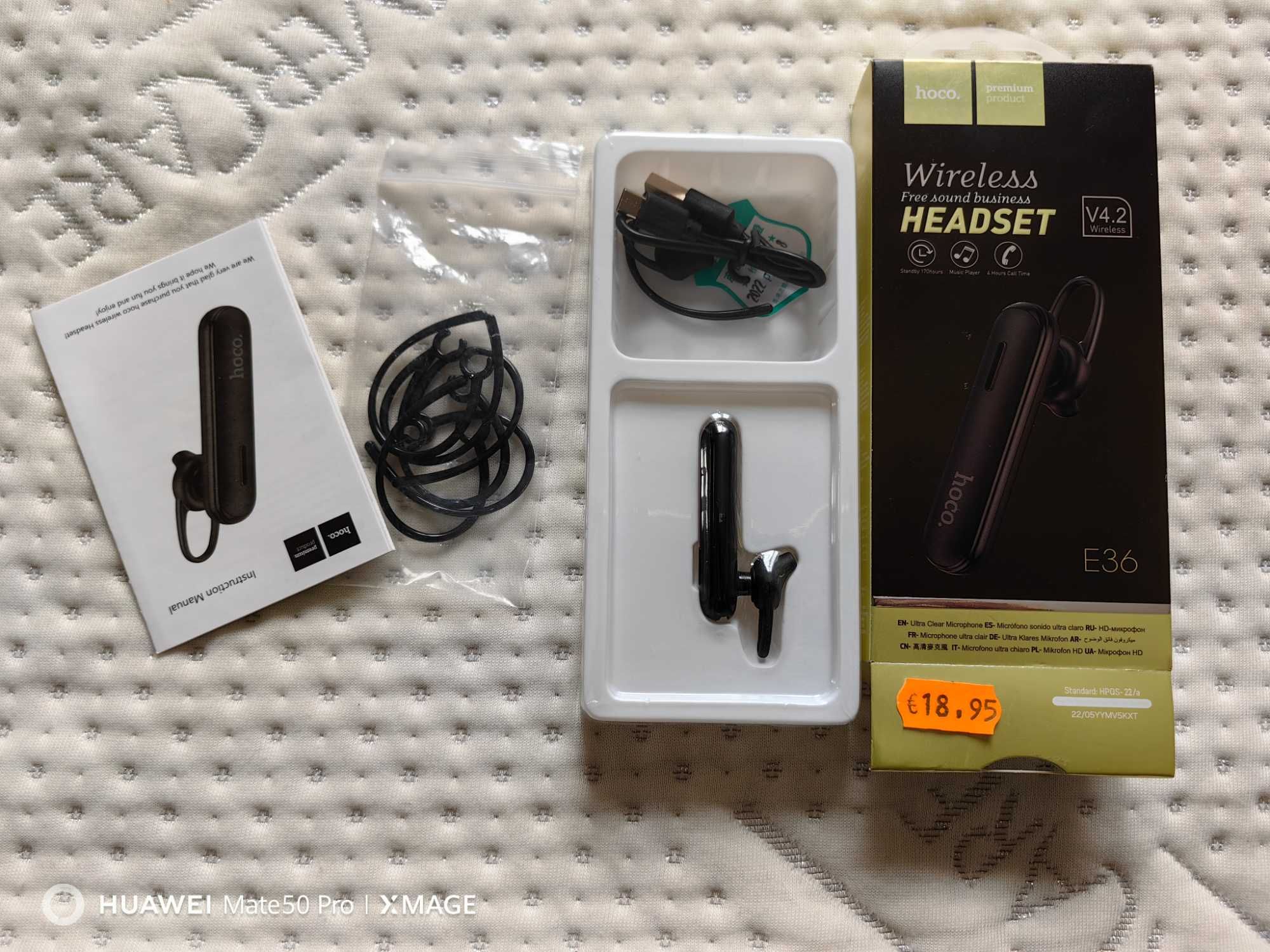 Слушалка Bluetooth Hoco Wireless Business headset, Free sound E36
