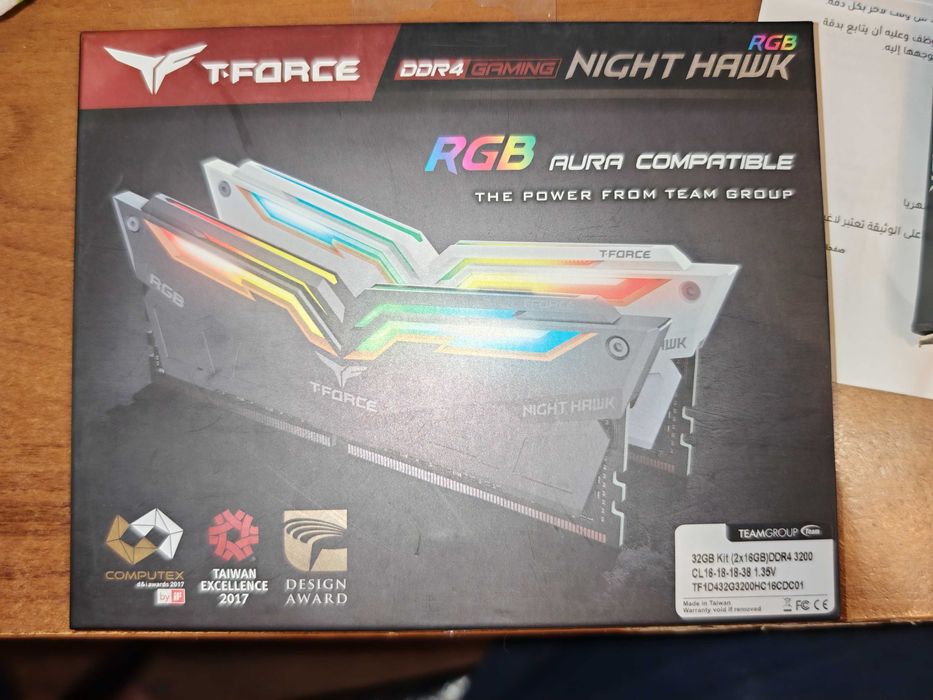 Оперативная память DDR4 16GBx2/3200 Team Night Hawk RGB