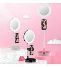 LED ринг лампа със стойка за телефон и Огледало