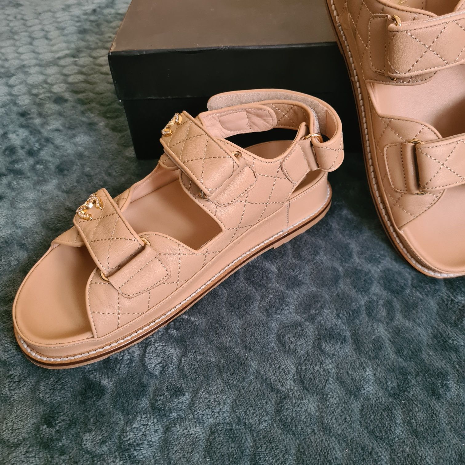 Chanel Dad leather sandals -size 36, piele naturala, cutie