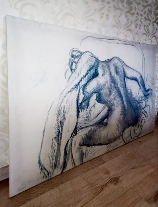 Картина платно принт по ЕДГАР ДЕГА ,Тоалетът, автограф голяма 118х78см