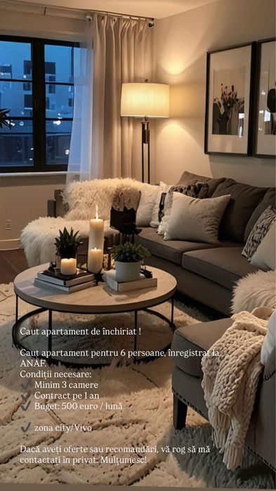 Caut apartment 3 camere de inchiriat