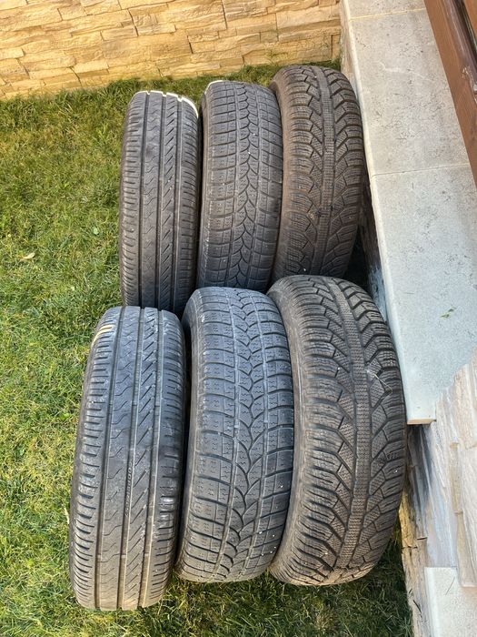 Vand jante R14 5x100 cu anvelope 185 70 R14 iarna si capace