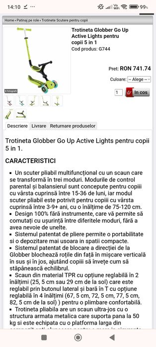 Trotineta 5 in 1 Globber cu lumini