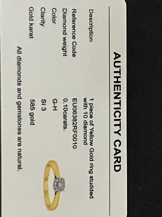 Inel logodna aur 14 K cu garantie si certificat de autenticitate !