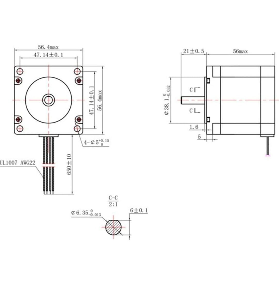 Motor pas cu pas SIMAX3D Nema 23 57 x 56 1,8 unghi pas 2,0 A 2 faze 4