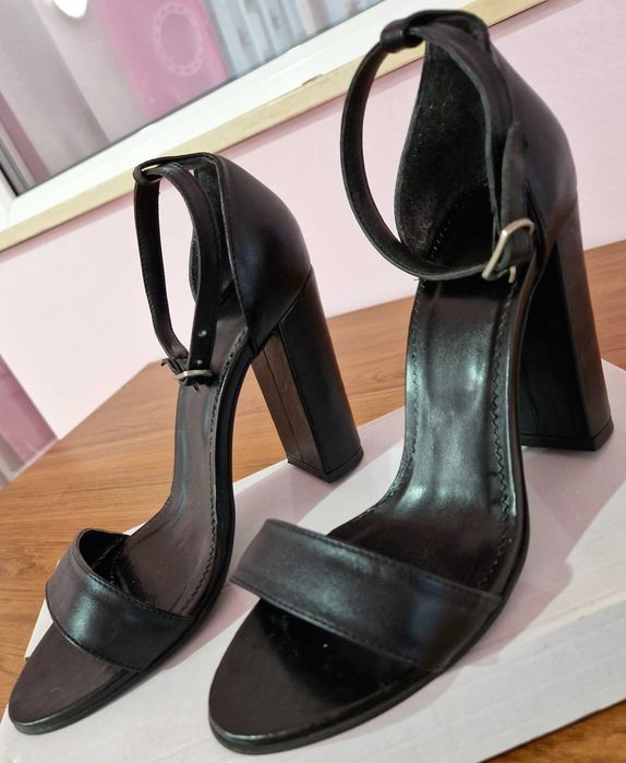 Sandale cu toc gros LEATHER WEATHER SHOES