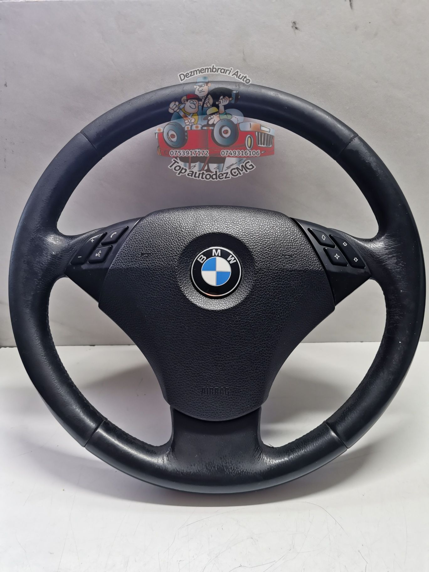 Volan BMW E60 E61 Seria 5 cu airbag si comanezi din piele dezmembrez