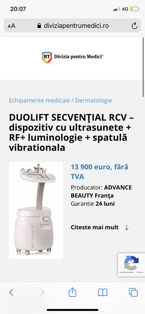DUOLIFT SECVENŢIAL RCV – dispozitiv cu ultrasunete + RF+ luminologie +