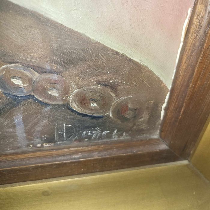 Стара картина маслени бои Репродукция на  Джудит Лейстър,