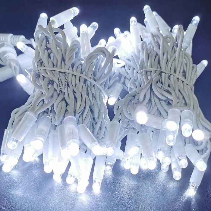 Професионални външни коледни лампички въже 10м с ФЛАШ ЕФЕКТ сту.Бял