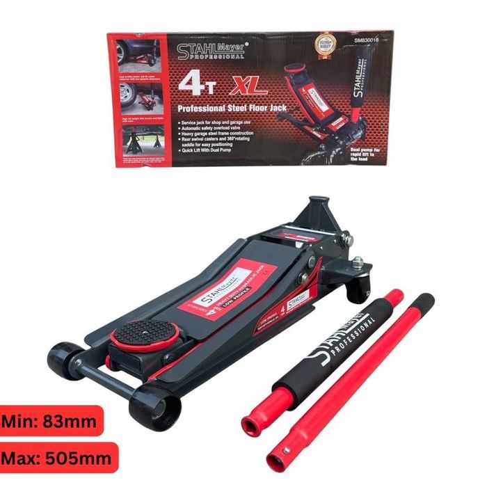 Нископрофилен Крик 4 тона Крокодил STAHLMAYER -XL, 83-505мм, с 2 помпи