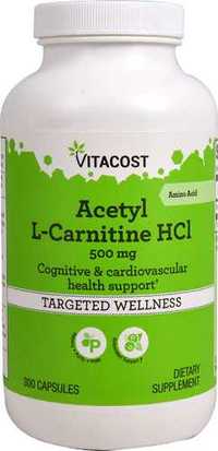 Ацетил карнитин  500 mg 300 капсул Acetyl L-Carnitine США