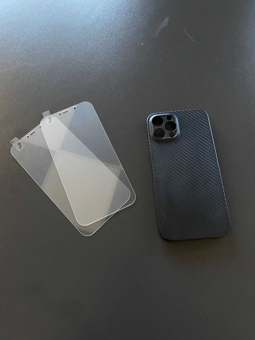 Set Folii/Huse iPhone 13/14 Pro Max Air MagSafe Slim Carbon Stitch