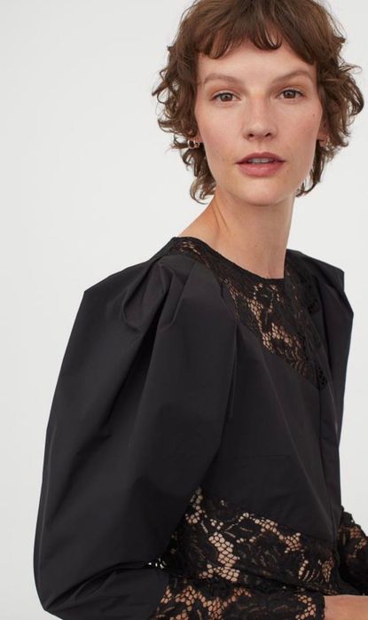 Rochie lunga cu dantela neagra H&M